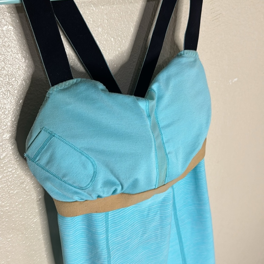 Lululemon Blue, Adjustable Strap, Cross-back Striped Athletic Tank - Picture 6 of 7